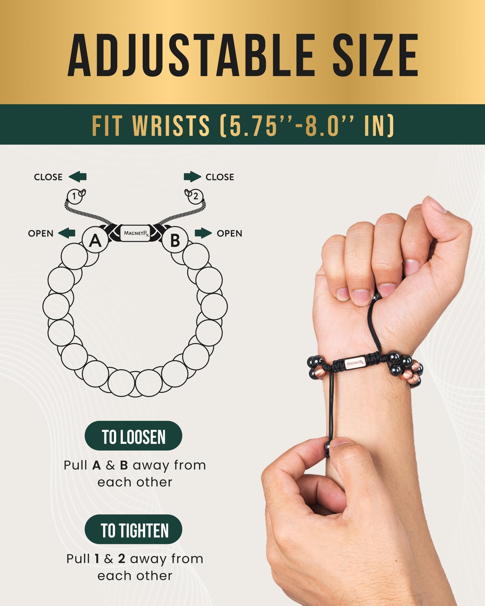 Hematite beads on MagnetRX provide grounding aesthetic