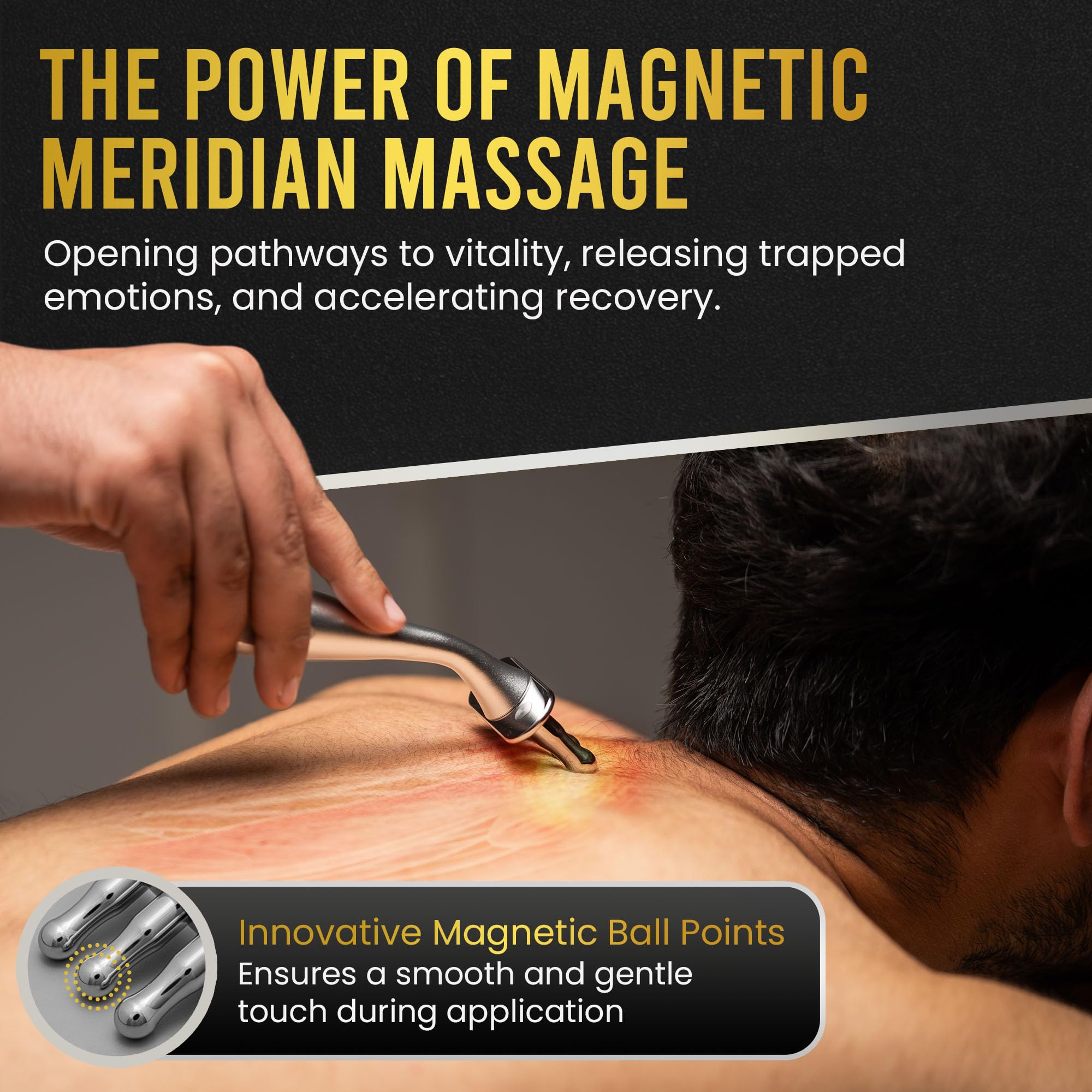 MagnetRX massage fork in action for stress relief and relaxation.
