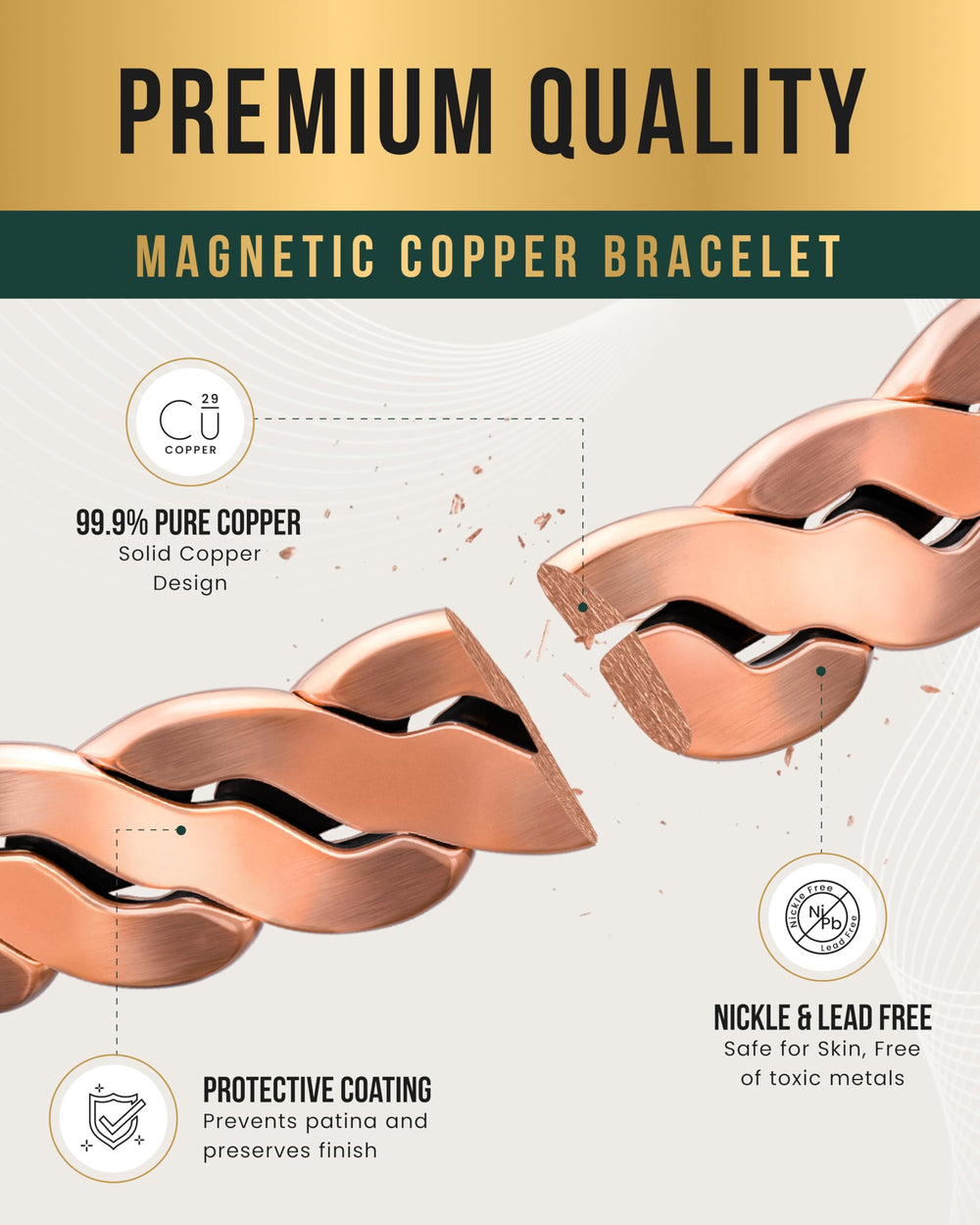 MagnetRX protective coating detail on copper bracelet