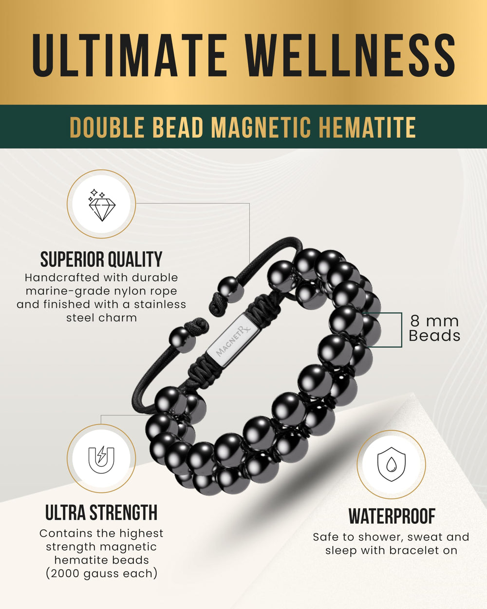 Stainless steel charm provides a subtle, polished detail on the bracelet