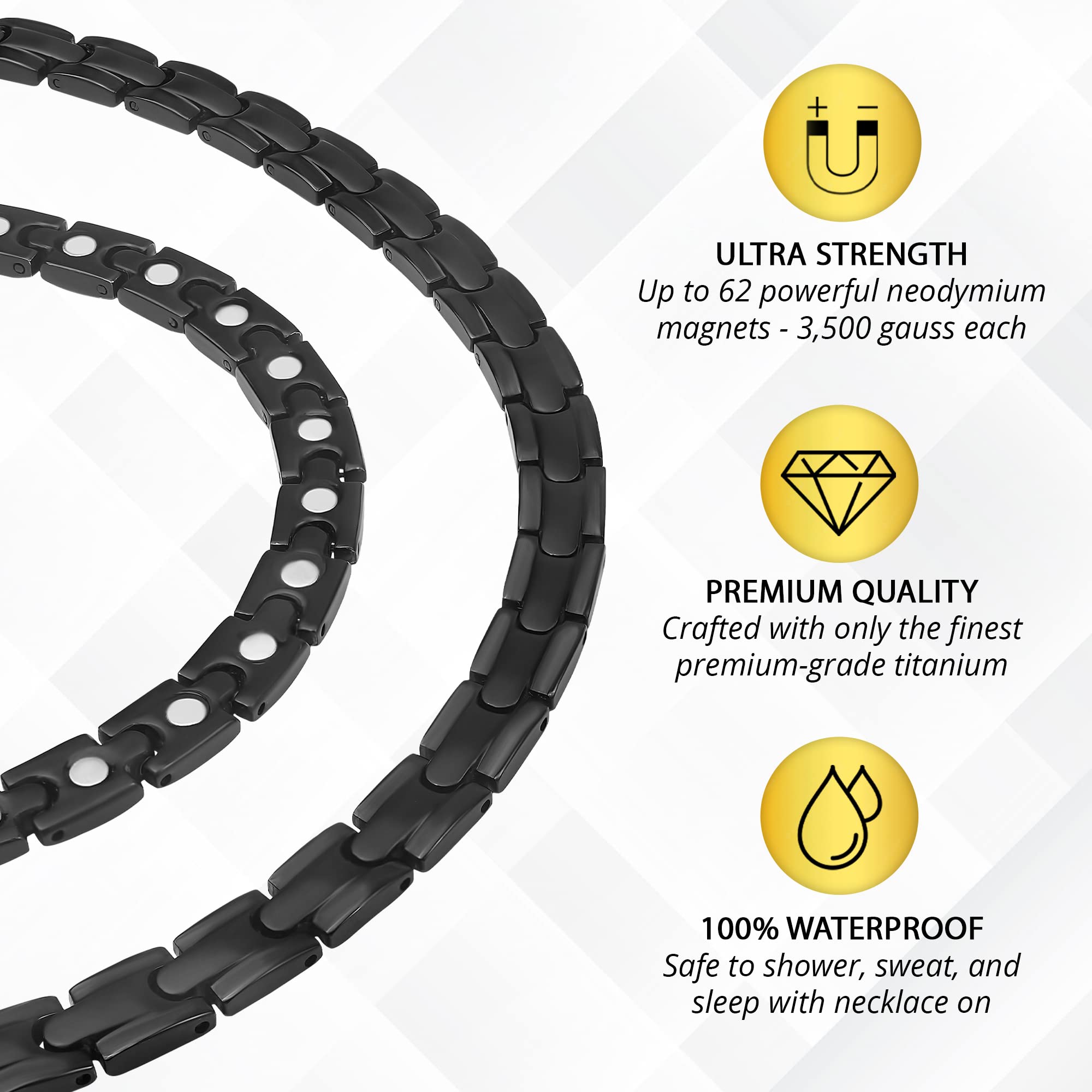 MagnetRX Titanium Magnetic Necklace IP coated titanium for lasting quality