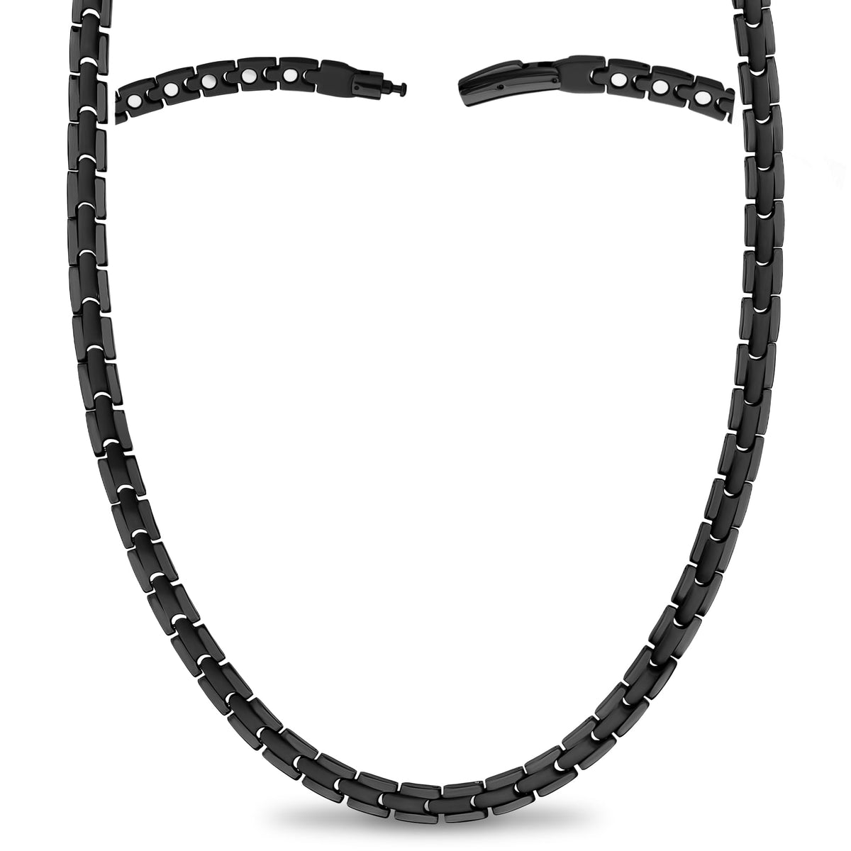 MagnetRX Titanium Magnetic Necklace in black, 21.5 inches, for all-day wear