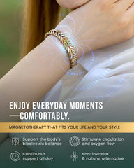 MagnetRX woven copper magnetic bracelet tri-color display showcases stylish three-tone options.