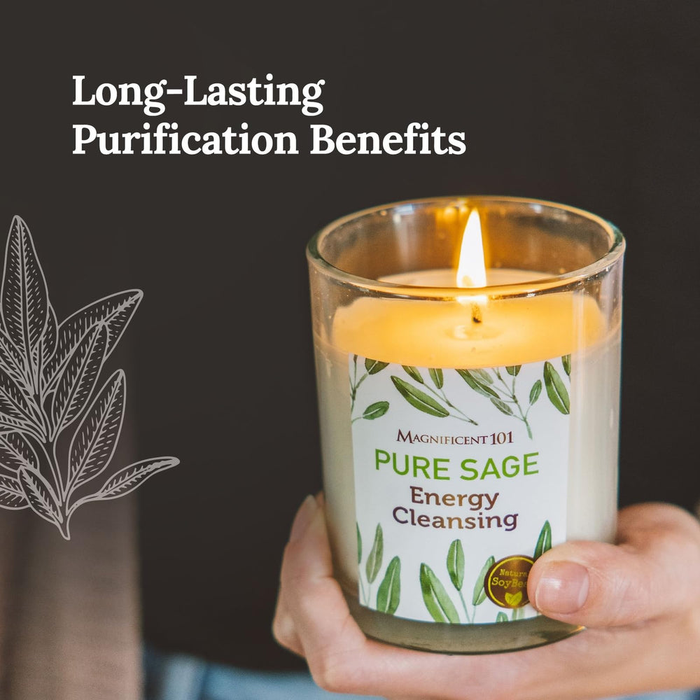 Magnificent 101 sage candles lit glow enhances meditation ambience