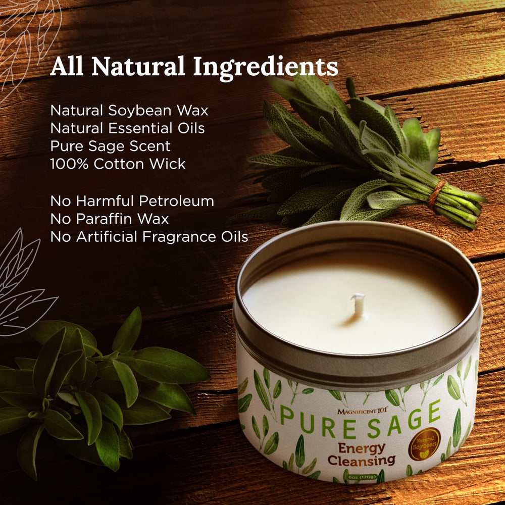 Magnificent 101 organic soy wax candle with clean-burning formula enhances atmosphere
