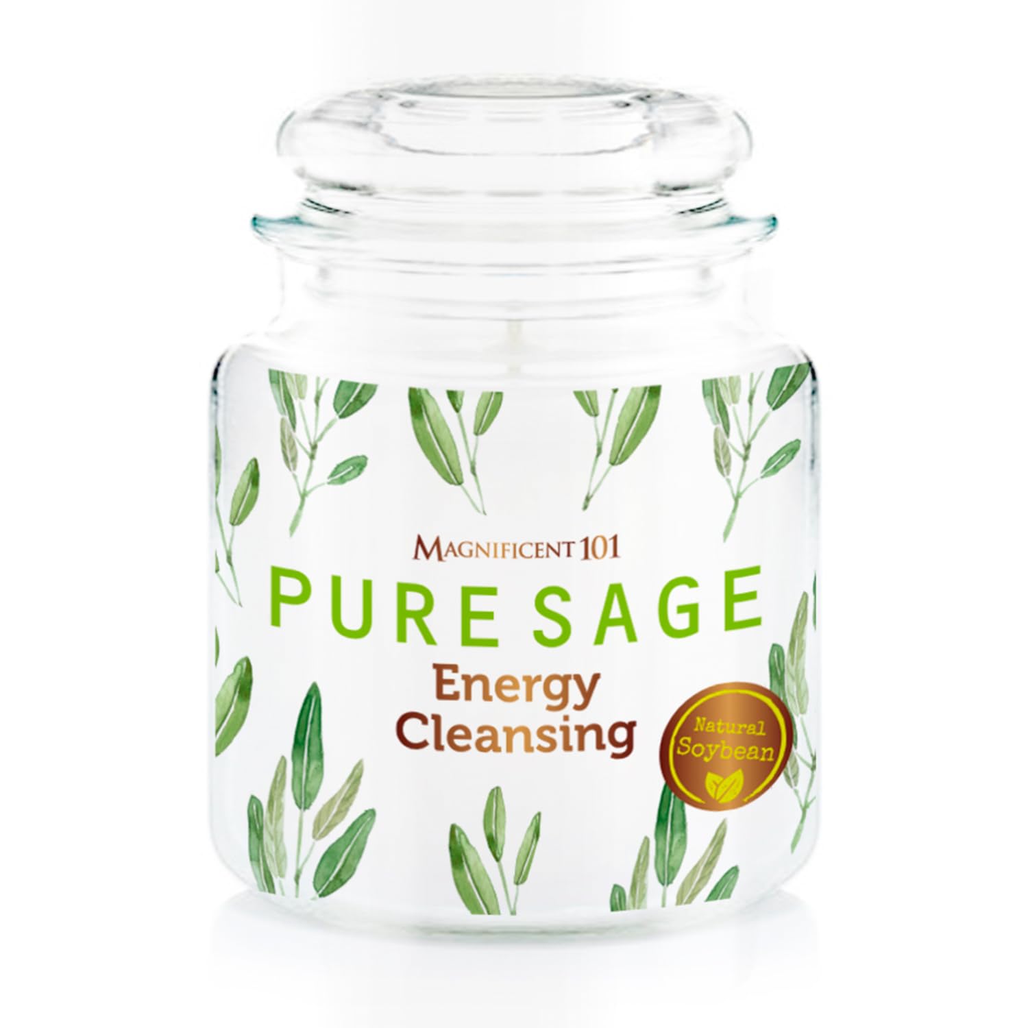 Magnificent101 Pure Sage Energy Candle for calming ambiance and energy cleansing.