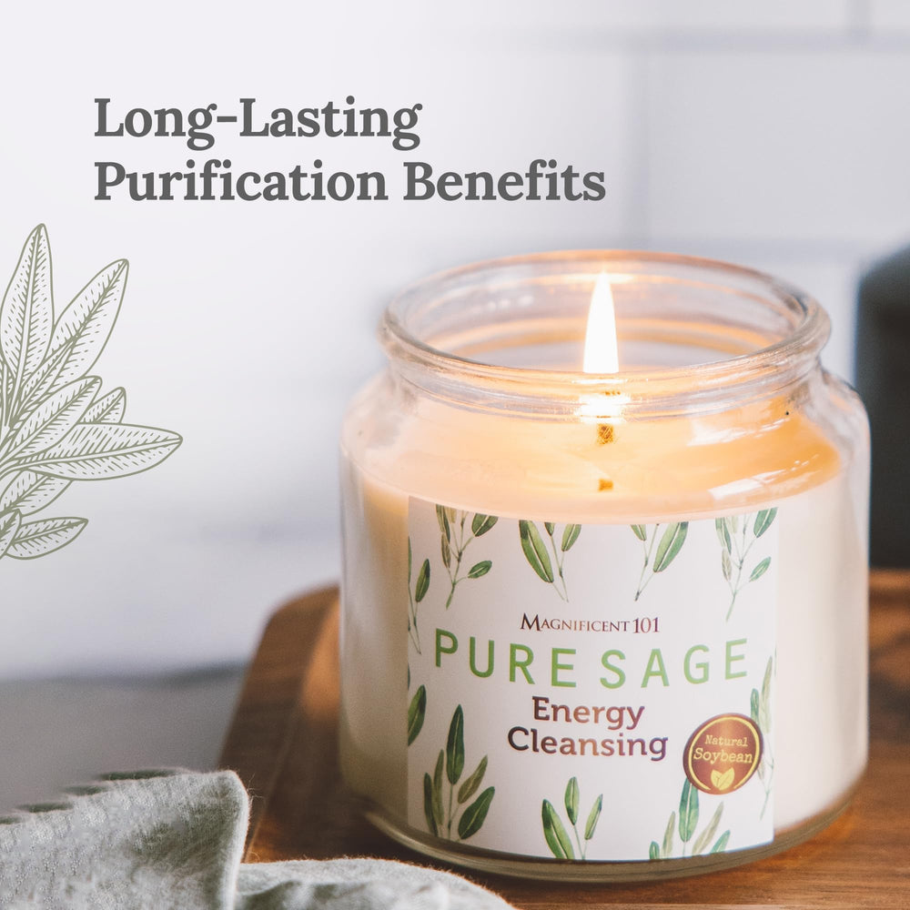Magnificent101 Soy-wax close-up highlighting clean burn and natural aromatherapy benefits.
