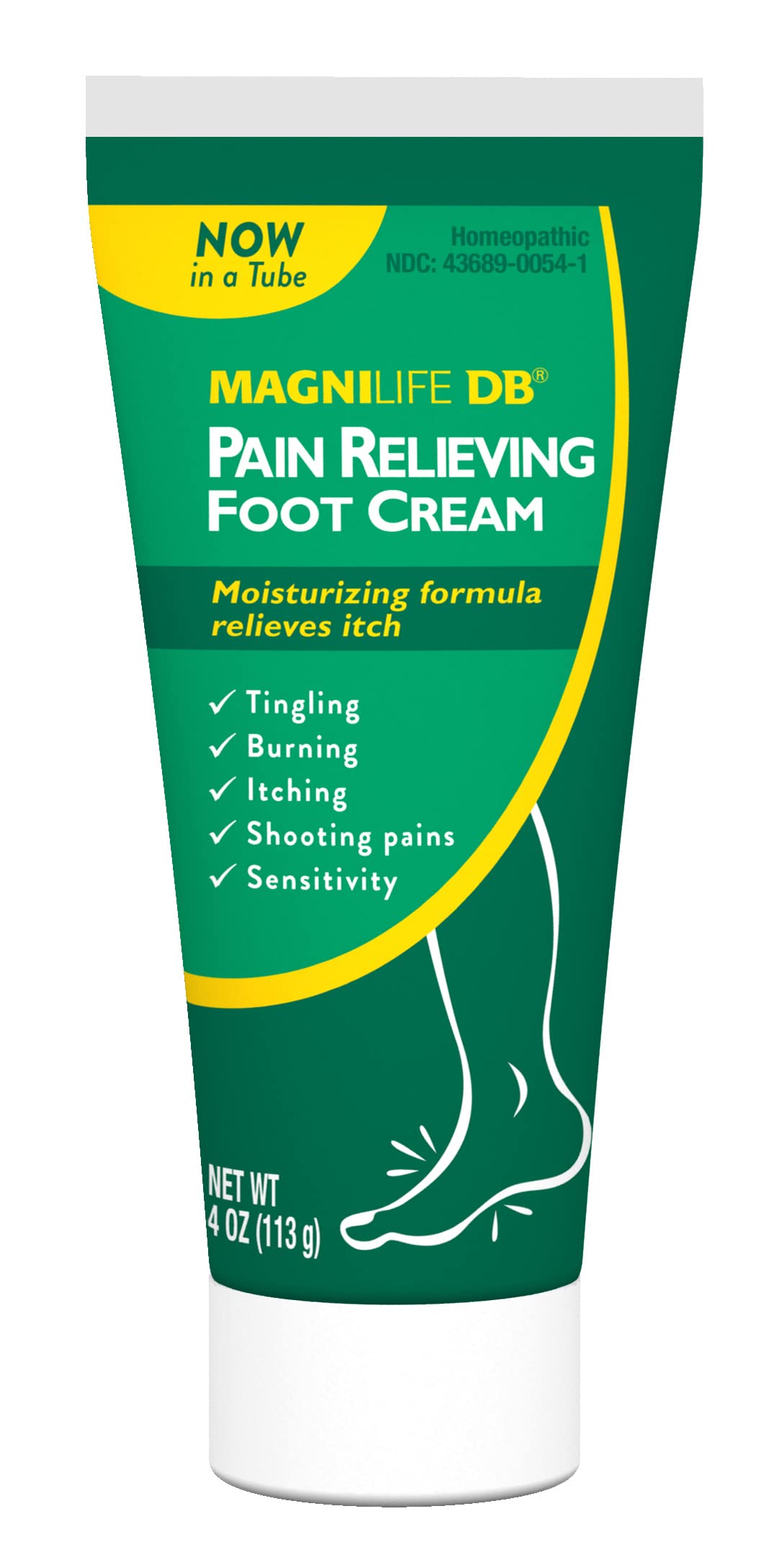 MagniLife DB Foot Cream tube showing hydration for dry, cracked feet.