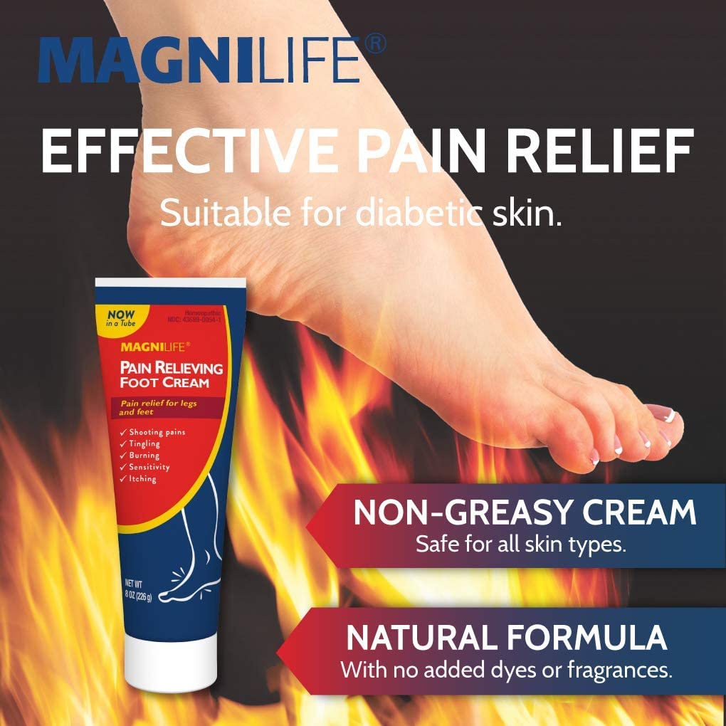 Applying MagniLife between toes to moisturize and soothe