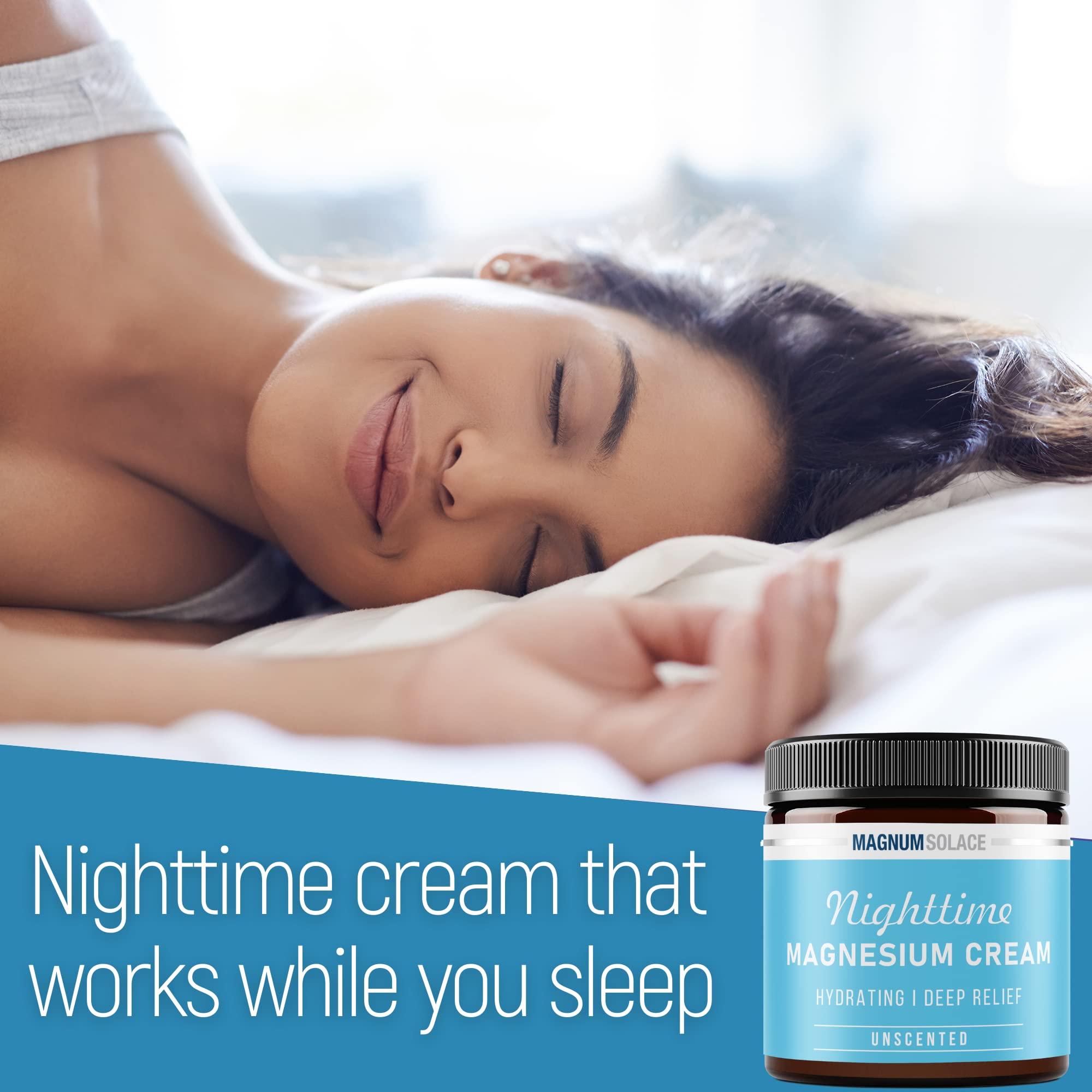 Magnum Solace chest application highlights gentle unscented bedtime use
