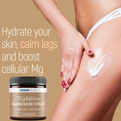 Texture of Magnum Solace lotion on skin ready for leg or arm application.
