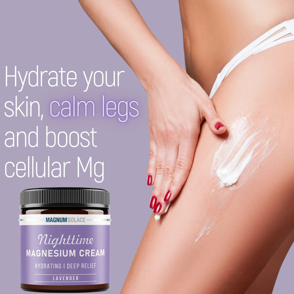 Magnum Solace Magnesium Lotion for arms demonstrates quick rub-on coverage.