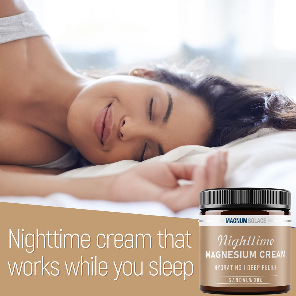 Magnum Solace magnesium lotion jar close-up showing rich mineral formula.