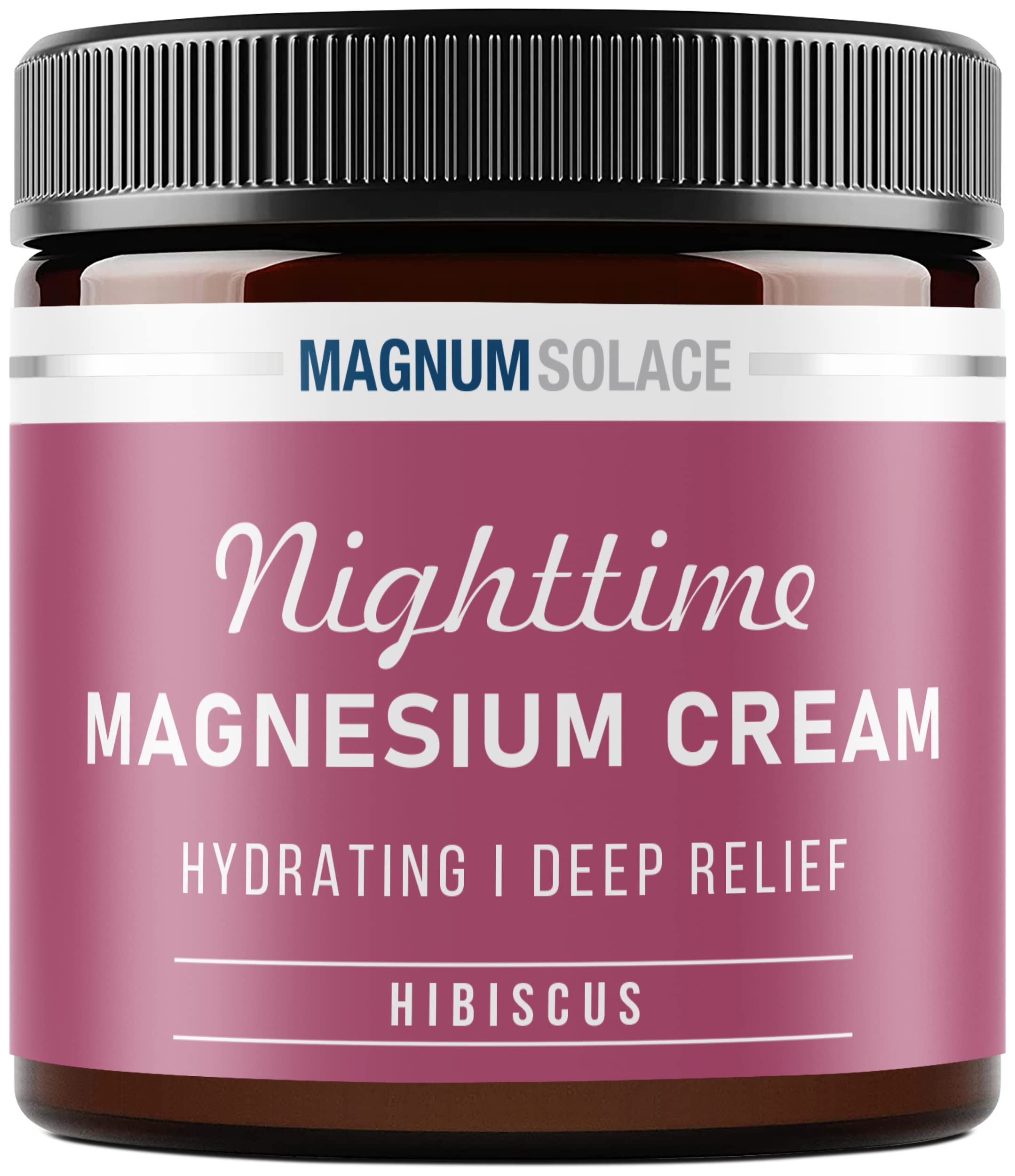 Magnum Solace Magnesium Lotion bottle shown as a nighttime hydrating cream