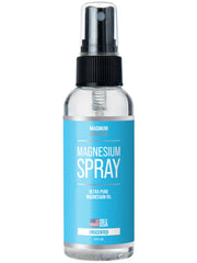 Magnum Solace magnesium oil spray bottle, odorless and clear, for easy topical absorption.