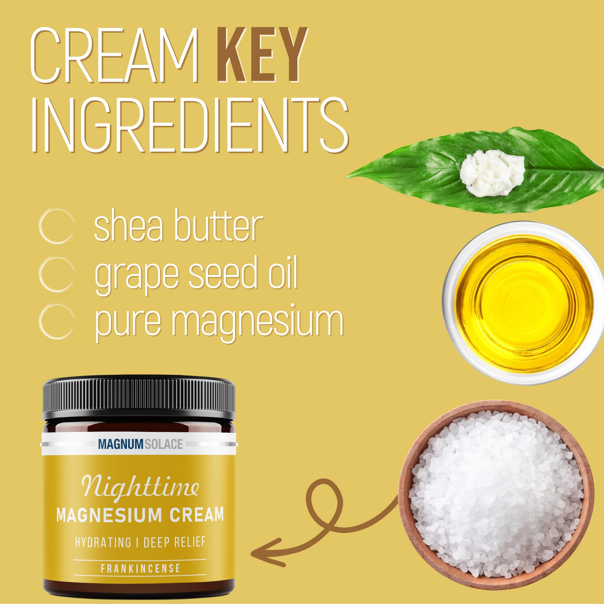 Magnum Solace Magnesium Cream jar with rich, mineral-rich texture