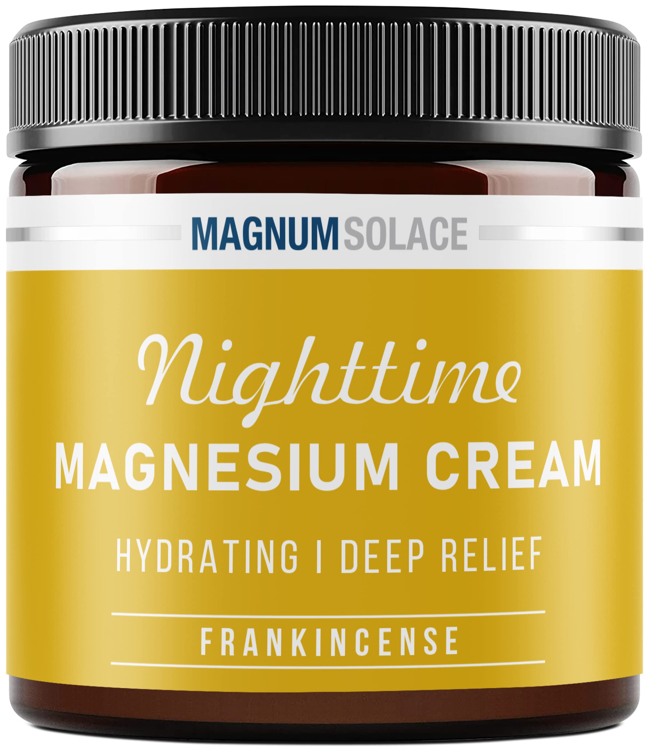 Magnum Solace Nighttime Magnesium Cream tube close-up for soothing skin before bed