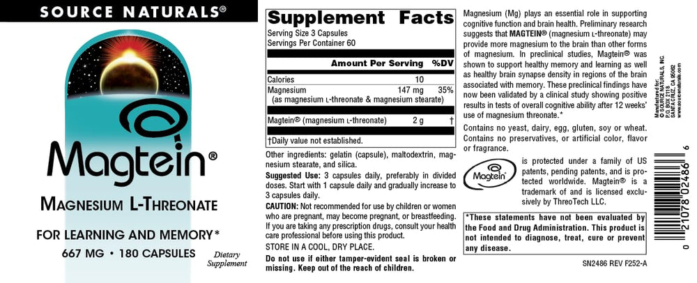Magtein capsules pouring into glass for routine use and focus