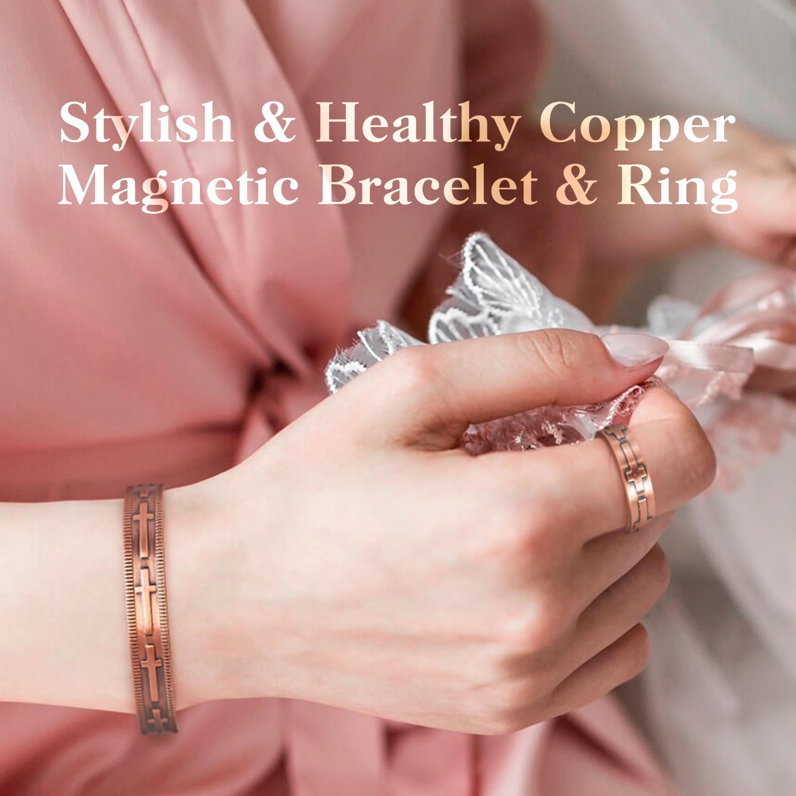 Brazalete magnético de cobre Mahnco, práctico para muñecas y articulaciones.