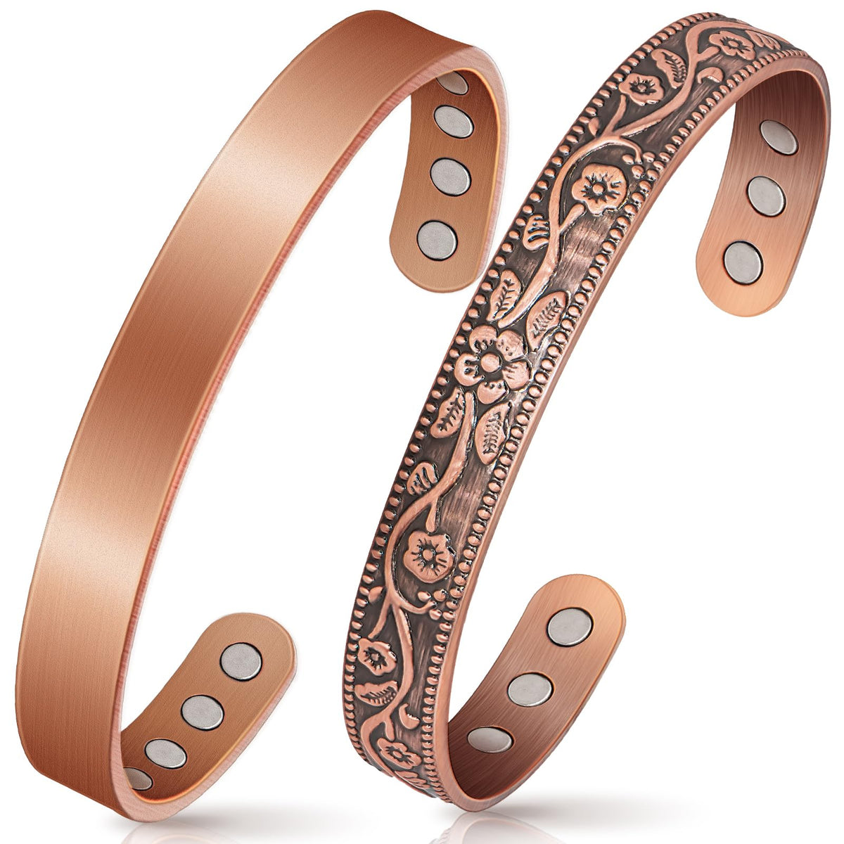 Mahnco copper bracelet closeup showing comfortable, hypoallergenic finish