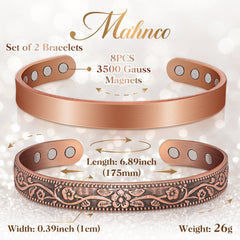 Mahnco copper bracelet open adjustable design for easy sizing