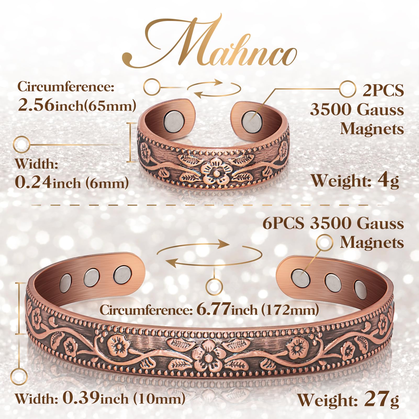 Mahnco diseño flor vintage que complementa cualquier estilo