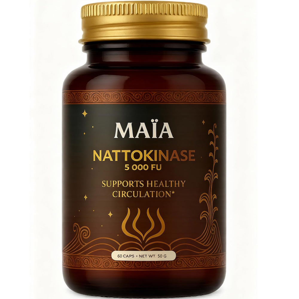 Maia Nattokinase bottle cap with capsules for daily vascular support