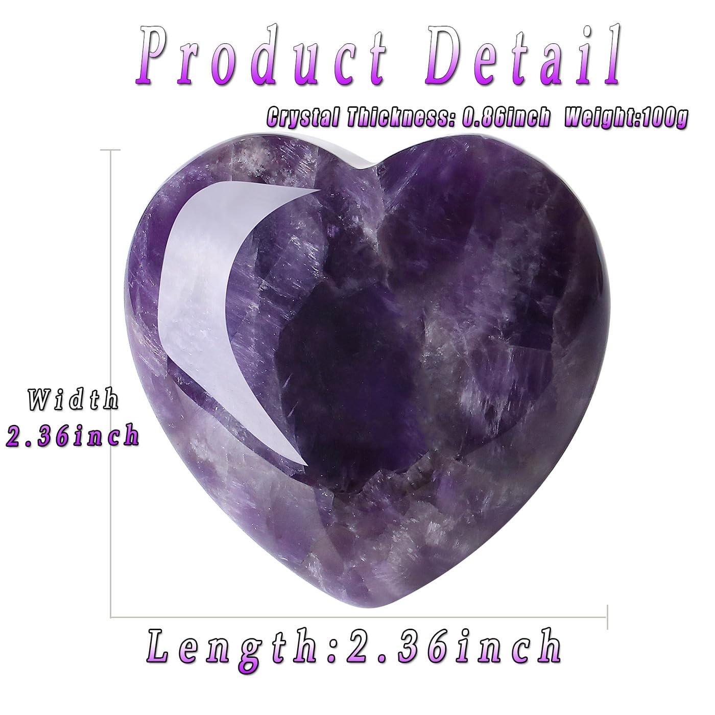 MAIBAOTA amethyst heart crystal shows natural color variation
