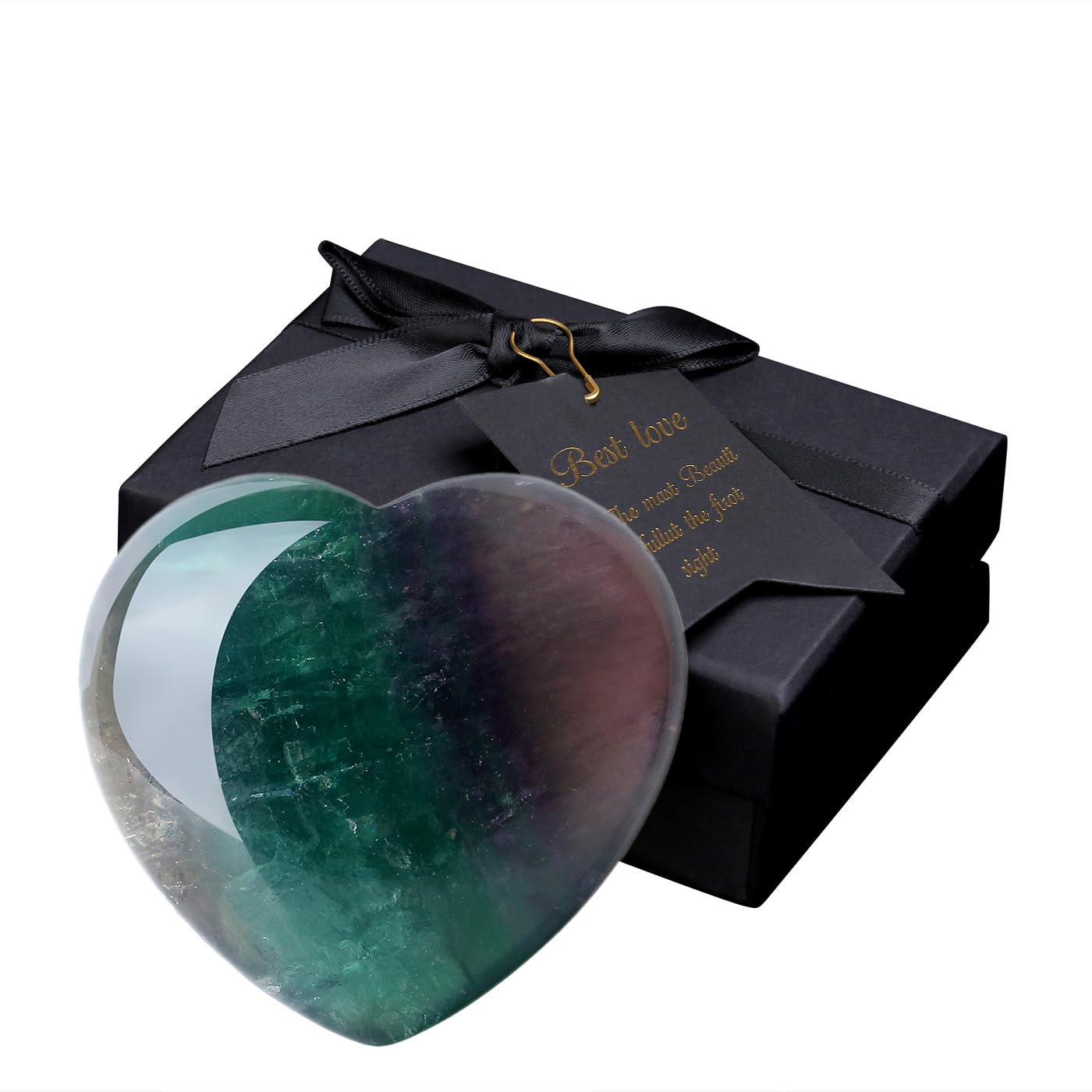 Maibaota fluorite healing card explains properties and placement ideas.