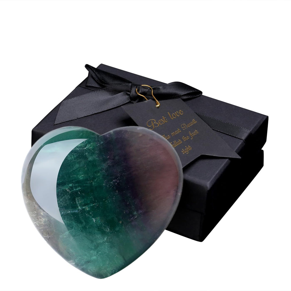Maibaota fluorite healing card explains properties and placement ideas.