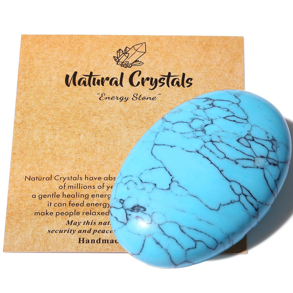 MAIBAOTA Green Turquoise palm stone close-up showing smooth polish and calming energy