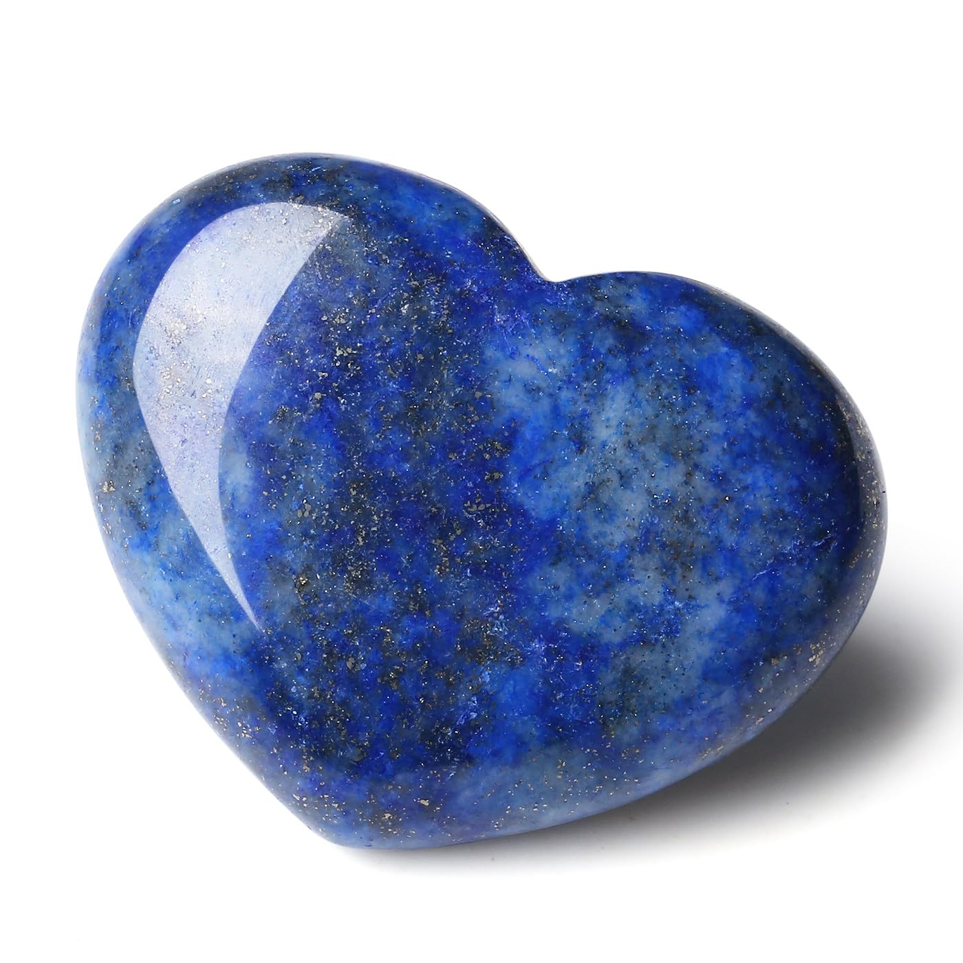 MAIBAOTA lapis lazuli heart surface detail highlights natural color variations.