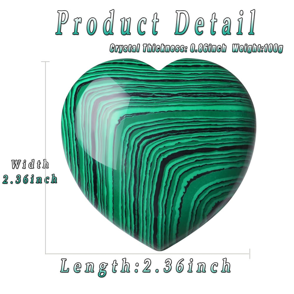 MAIBAOTA malachite heart used as a meditation tool for balance and focus.