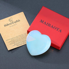 MAIBAOTA Opalite heart close up showing natural color variation for decor.