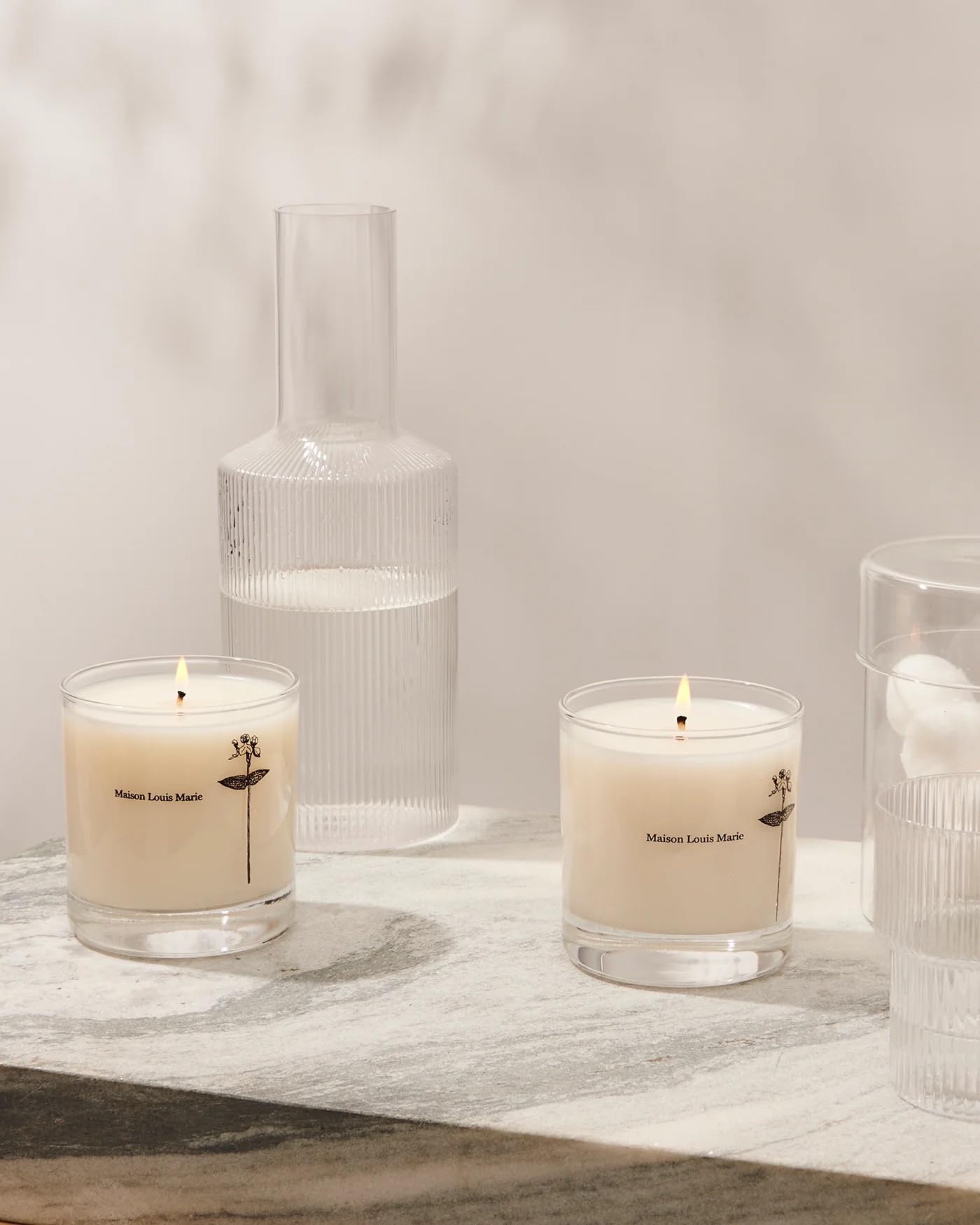 Maison Louis Marie Antidris Jasmine candle jar closeup shows premium finish.