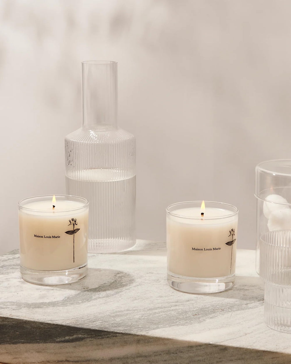 Maison Louis Marie Antidris Jasmine candle jar closeup shows premium finish.