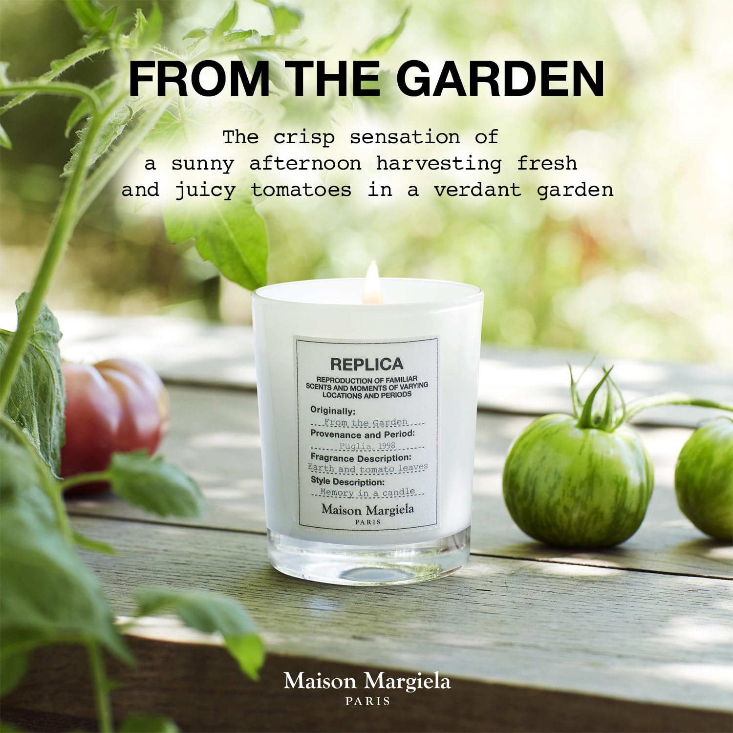 Maison Margiela Replica Garden Candle elegant glass jar complements modern decor.