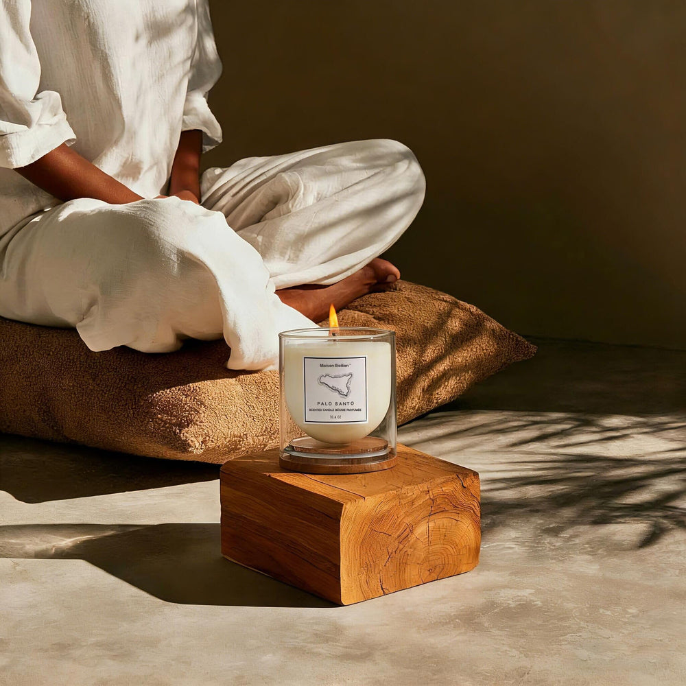 Maison Sicilian Palo Santo Candle reusable vessel enhances sustainable gifting.