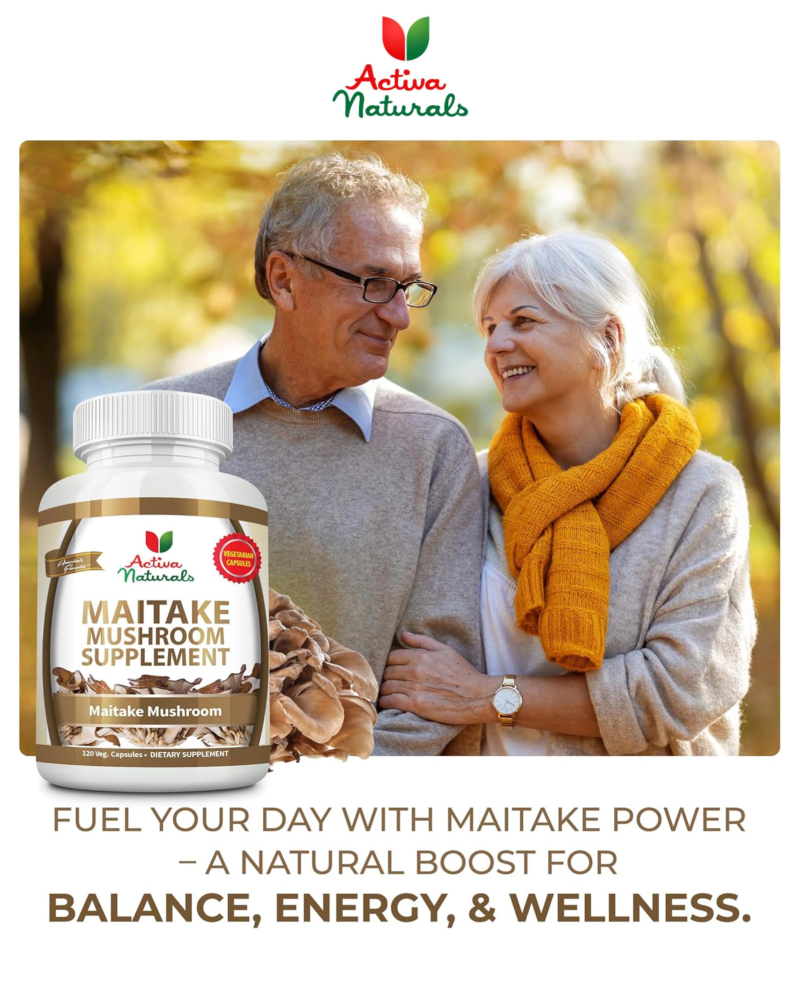Maitake mushroom supplement capsules on shelf conveying convenient daily support