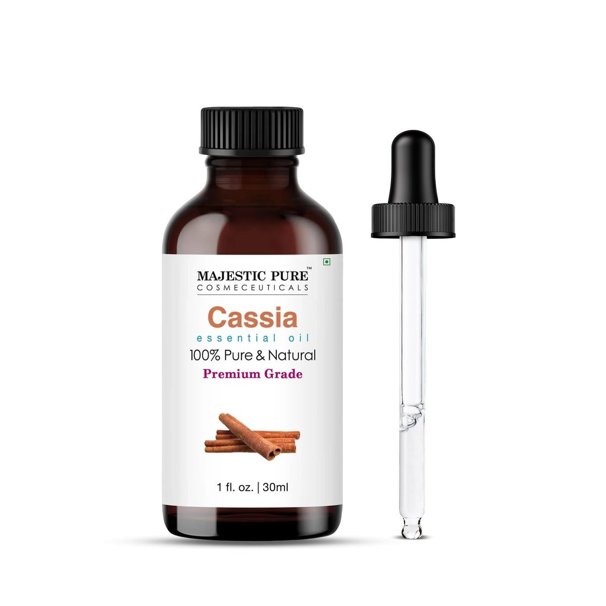 Aceite Cassia Majestic Pure en botella ámbar para difusión aromática