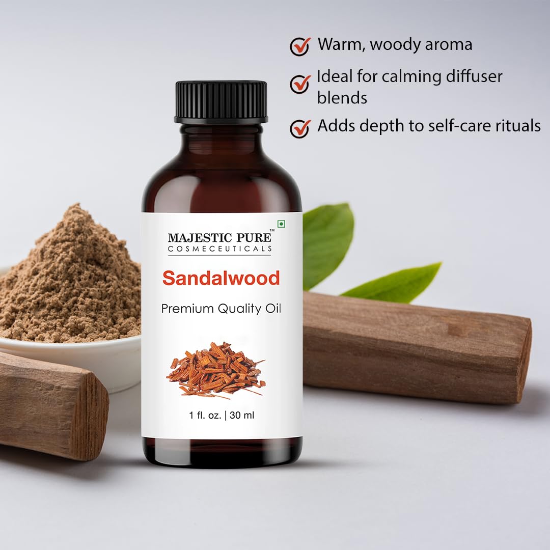 Majestic Pure Sandalwood: aroma cálido ideal para meditación y ambiente relajante.