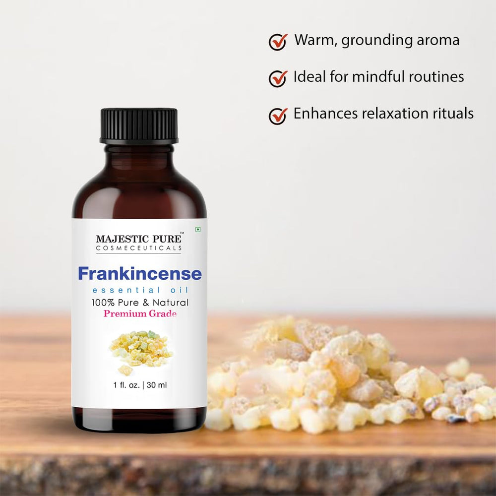  amber glass bottle protects Majestic Pure frankincense oil from light and preserves potency.