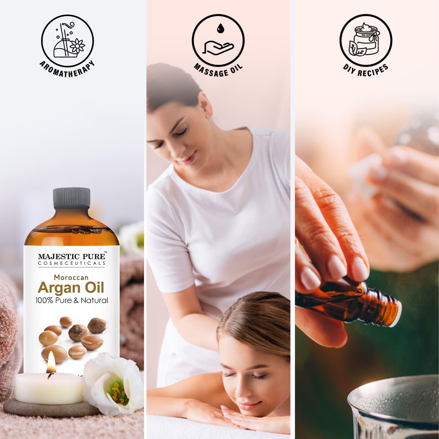 Majestic Pure argan oil ideal for candle making and natural fragrance base.