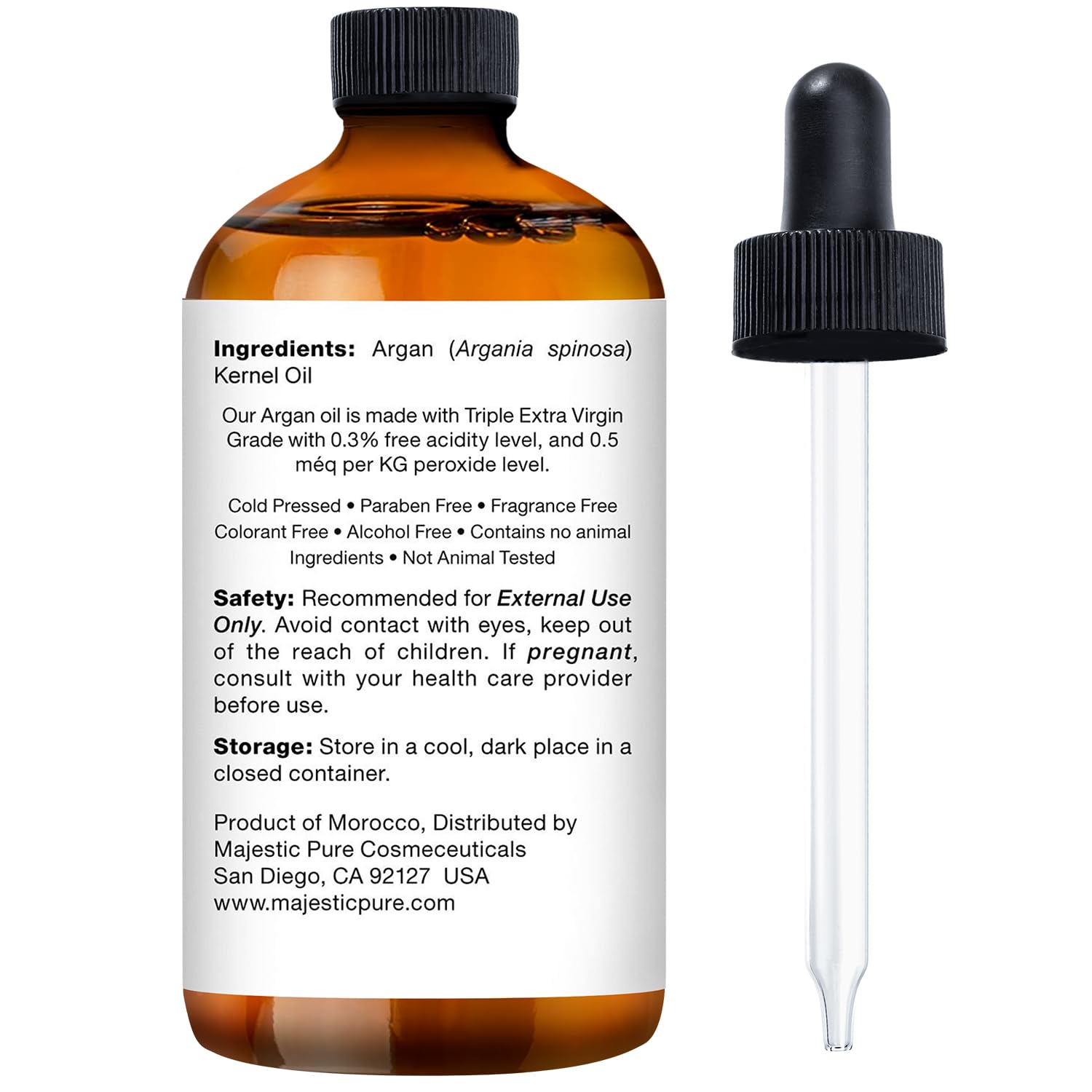 Majestic Pure Argan Oil dropper for precise application
