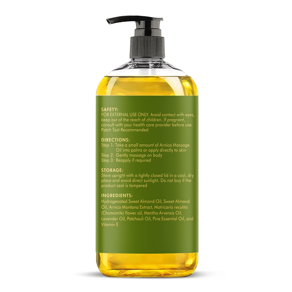 Majestic Pure Arnica Massage Oil used after workout for recovery and comfort.