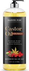 Majestic Pure Castor Oil bottle front for pure conditioning