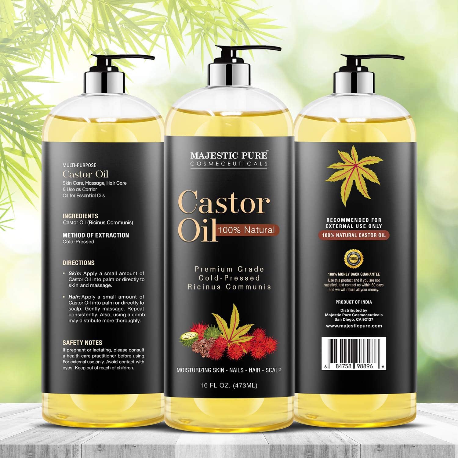 Majestic Pure Castor Oil bottle pour for lash conditioning