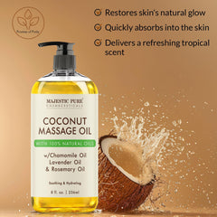Majestic Pure coconut oil 8 oz bottle for skin nourishment