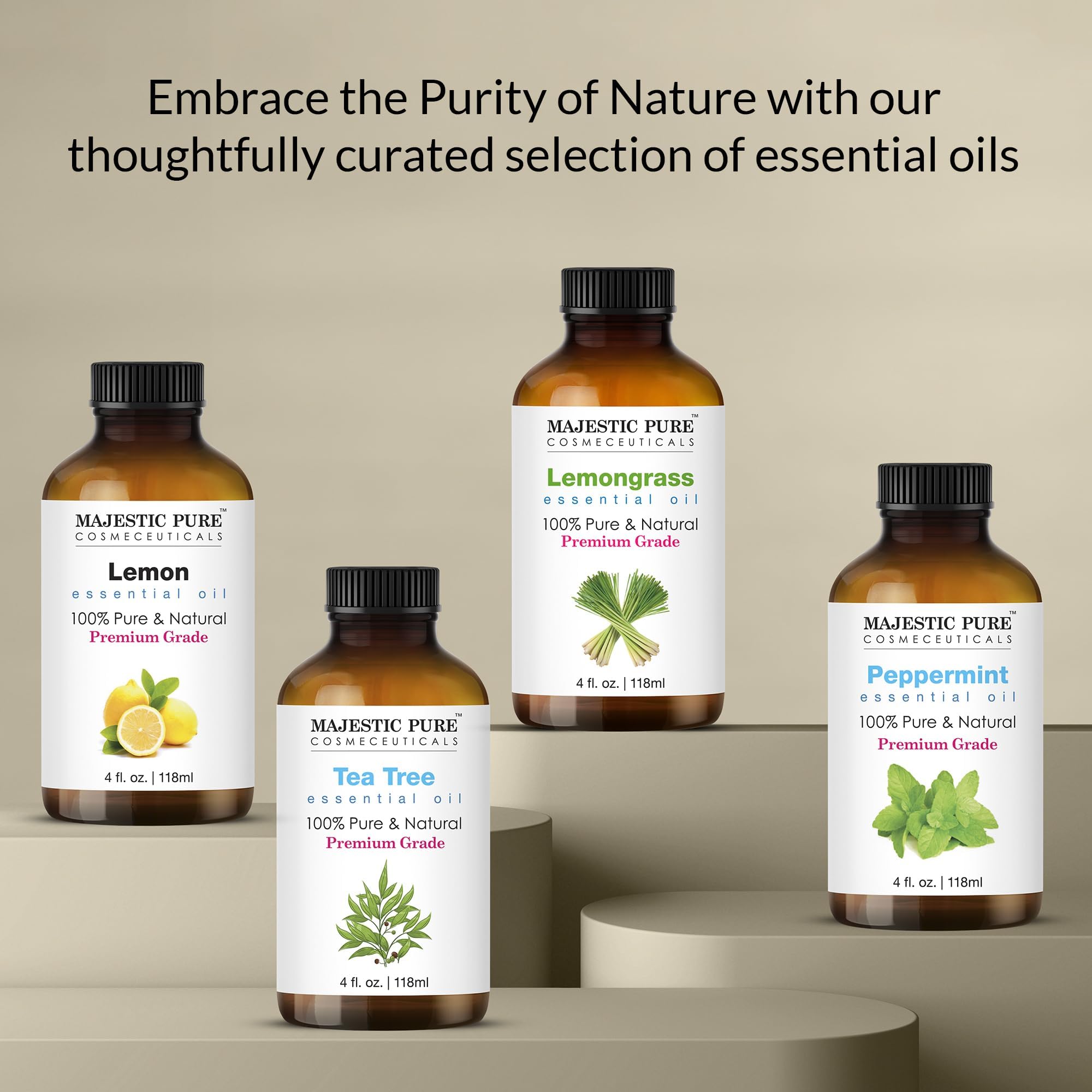 Majestic Pure eucalyptus oil bottle with clear label and dropper.