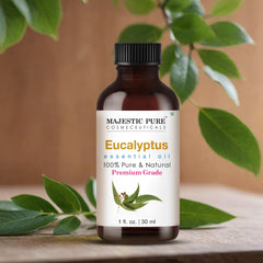 Lab-tested Majestic Pure eucalyptus oil label assuring purity